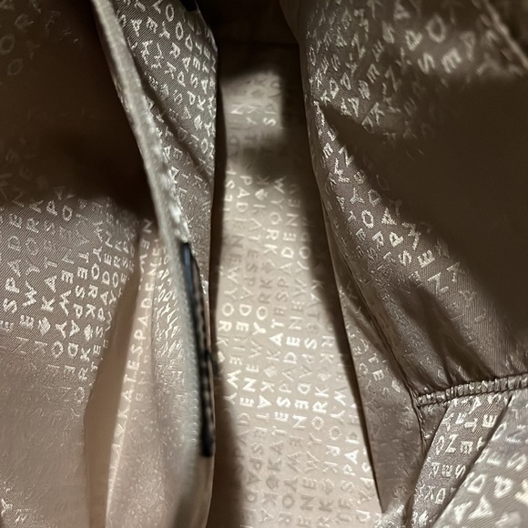 KATE SPADE Black Leather White Woven Patterned Silver Tone Hardware Tote Handbag - Picture 8 of 12